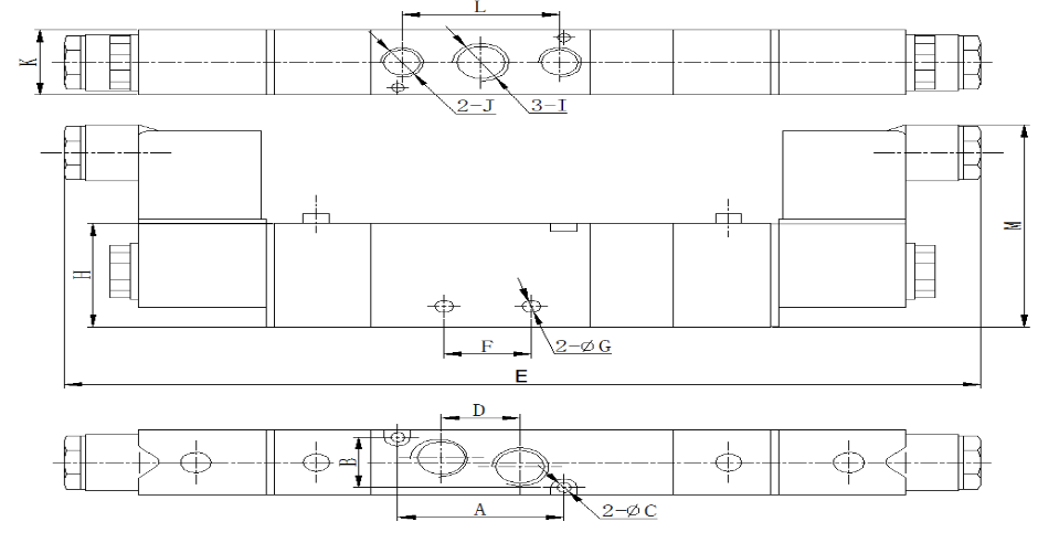 5/3 way solenoid valve closed centres dimensions